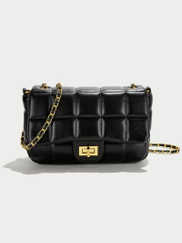 “Discover the Chic Elegance of Ayla: The Medium-Sized Quilted Flapbag Shoulderbag for Women in Classic Black and White”