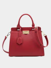 “Unveiling the Elegance: Claire’s Designer-Inspired Handbag Satchel in Red, Black, and Caramel”