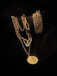 “Introducing Lily: The Ultimate Gold Plated Stainless Steel 316L Multi-Layer Choker Chain”