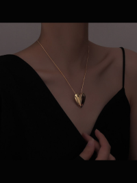 “Unveiling the Hailey: The Ultimate Stainless Steel Plated Gold Heart Pendant Necklace”