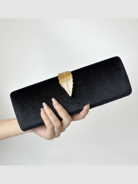 “Unveiling Rebecca: The Epitome of Elegance in Velvet Gold Leaf Evening Clutch Bags”