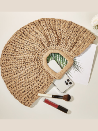 “Embrace the Summer Vibe: The Chic Love Beige Straw Shoulder Bag for Women”
