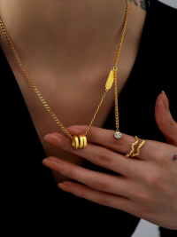 “Introducing the Rylee: A Gleaming Fusion of Gold Plated, Non-Tarnish Stainless Steel Necklace”